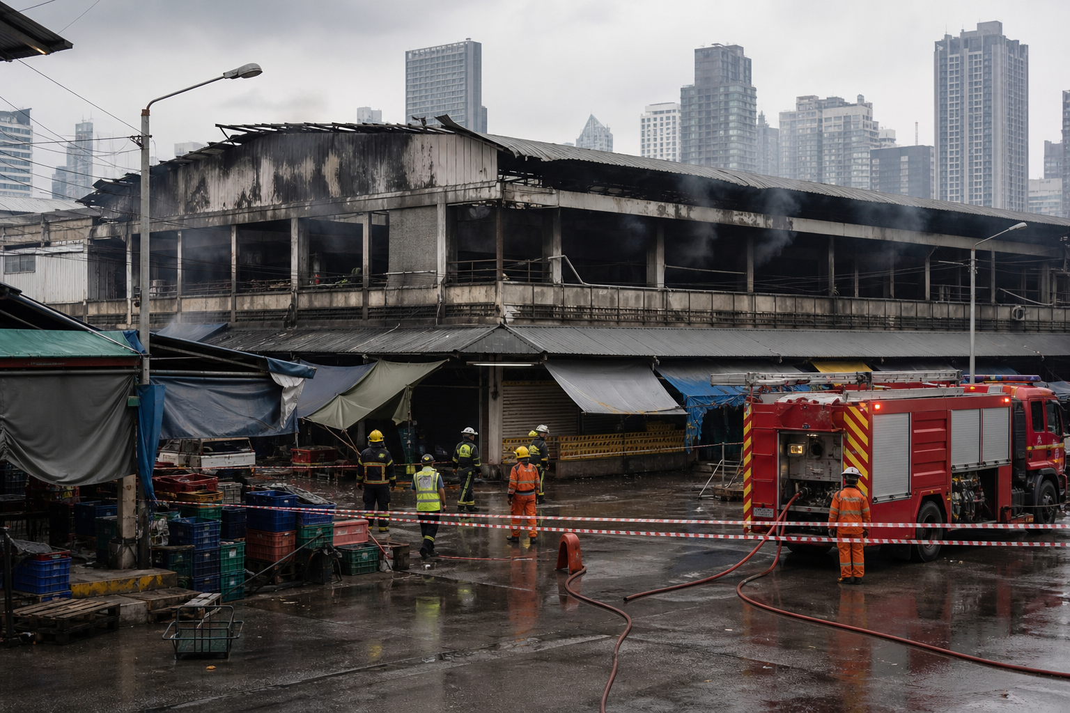 バンコク・クロントム総合市場で大規模火災、事業者の届出先を区役所へ移行